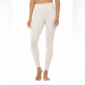 ALO Yoga Legacy Vapor Plaid Checkered Preppy High Waisted Leggings Medium